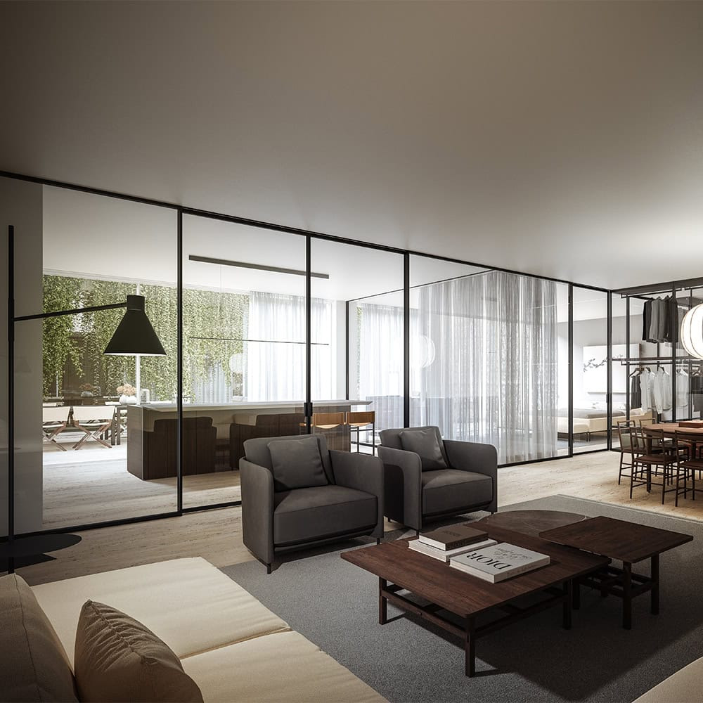 ADL Mies Single Glass Glass Partition