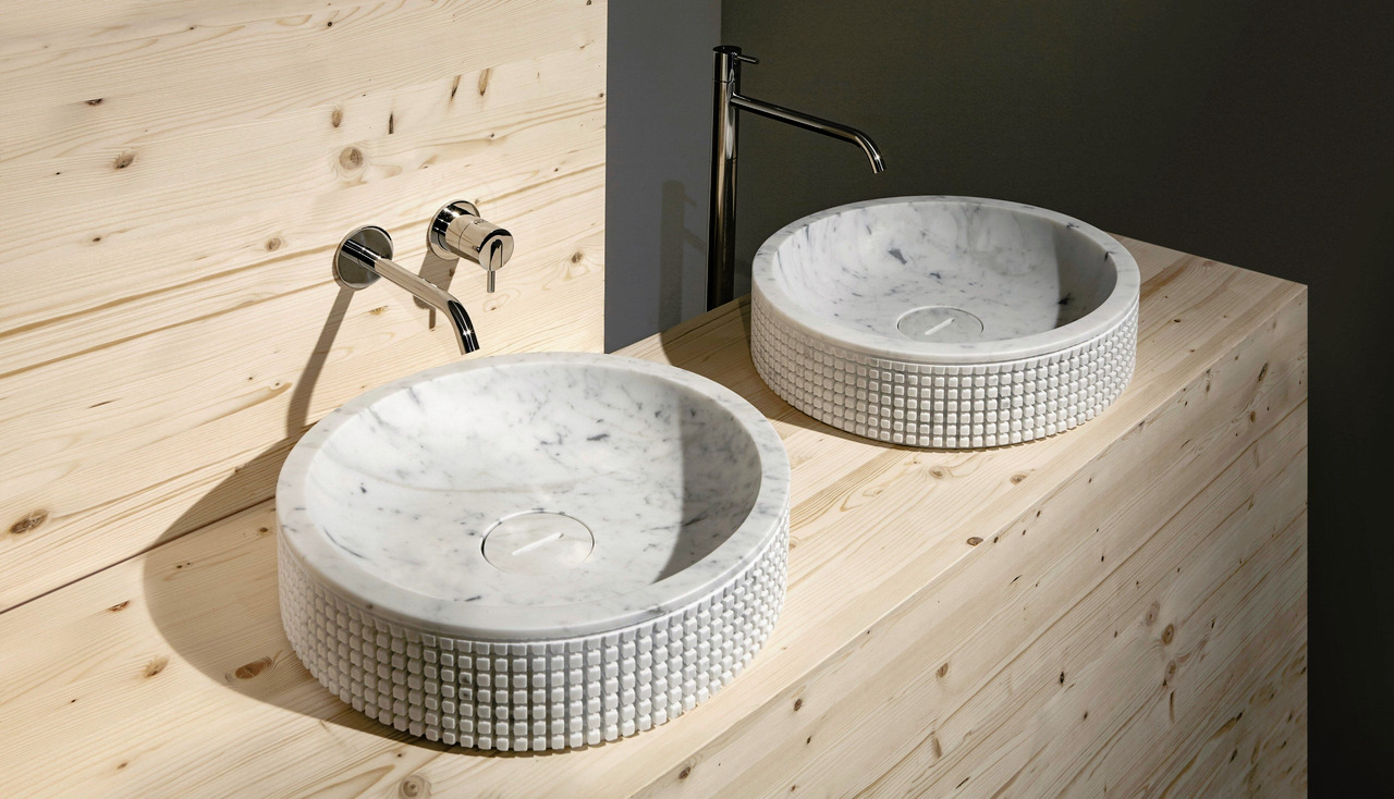 PIXEL45® Carrara Marble Washbasin, view 3