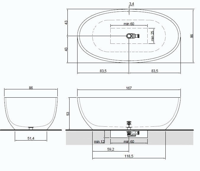 Reflexlight Freestanding Oval Bathtub, view 4