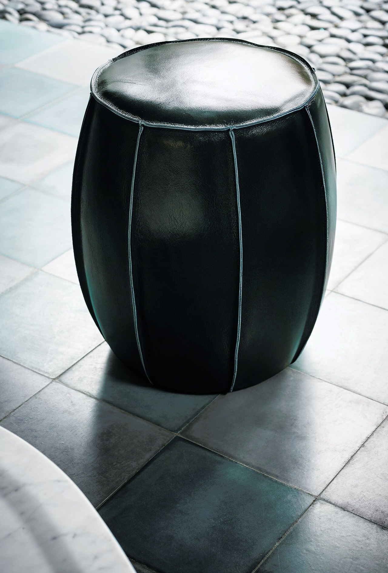 Bongo Leather Pouf, view 3