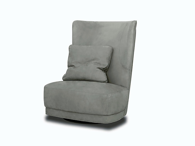 Etienne Bergere Leather Swivel Armchair