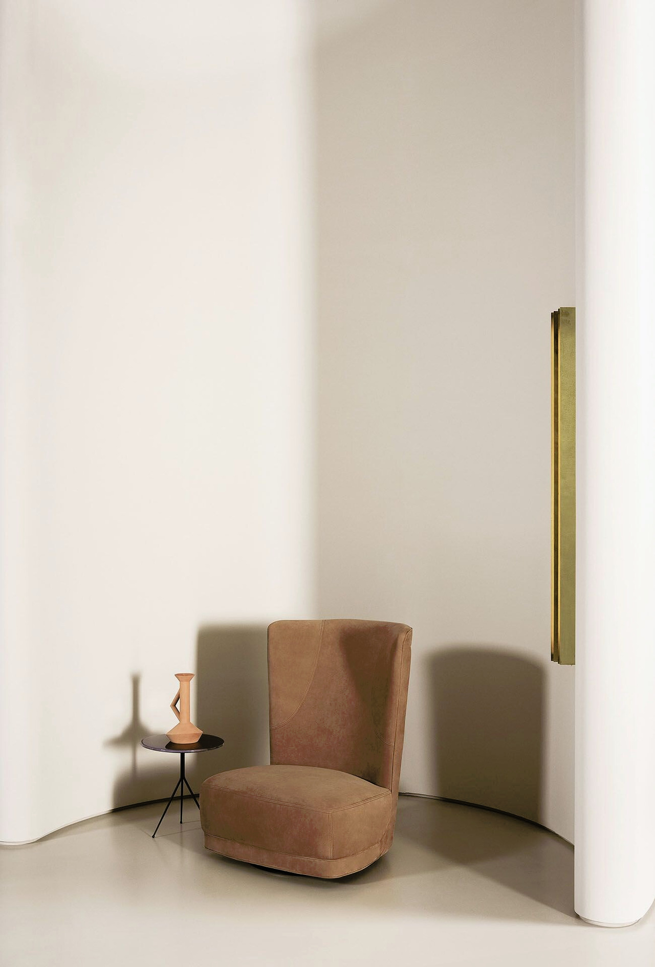 Etienne Bergere Leather Swivel Armchair, view 2