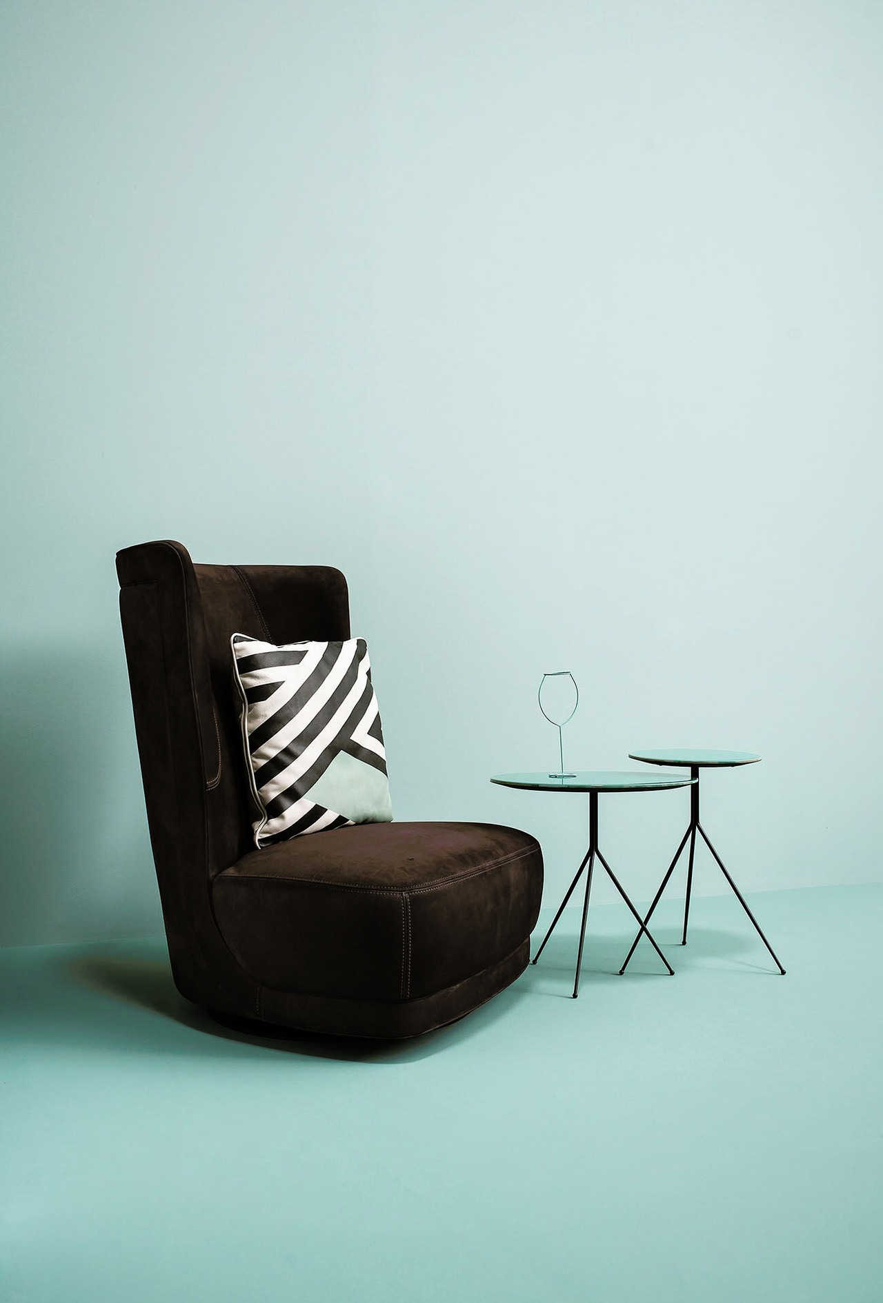Etienne Bergere Leather Swivel Armchair, view 3