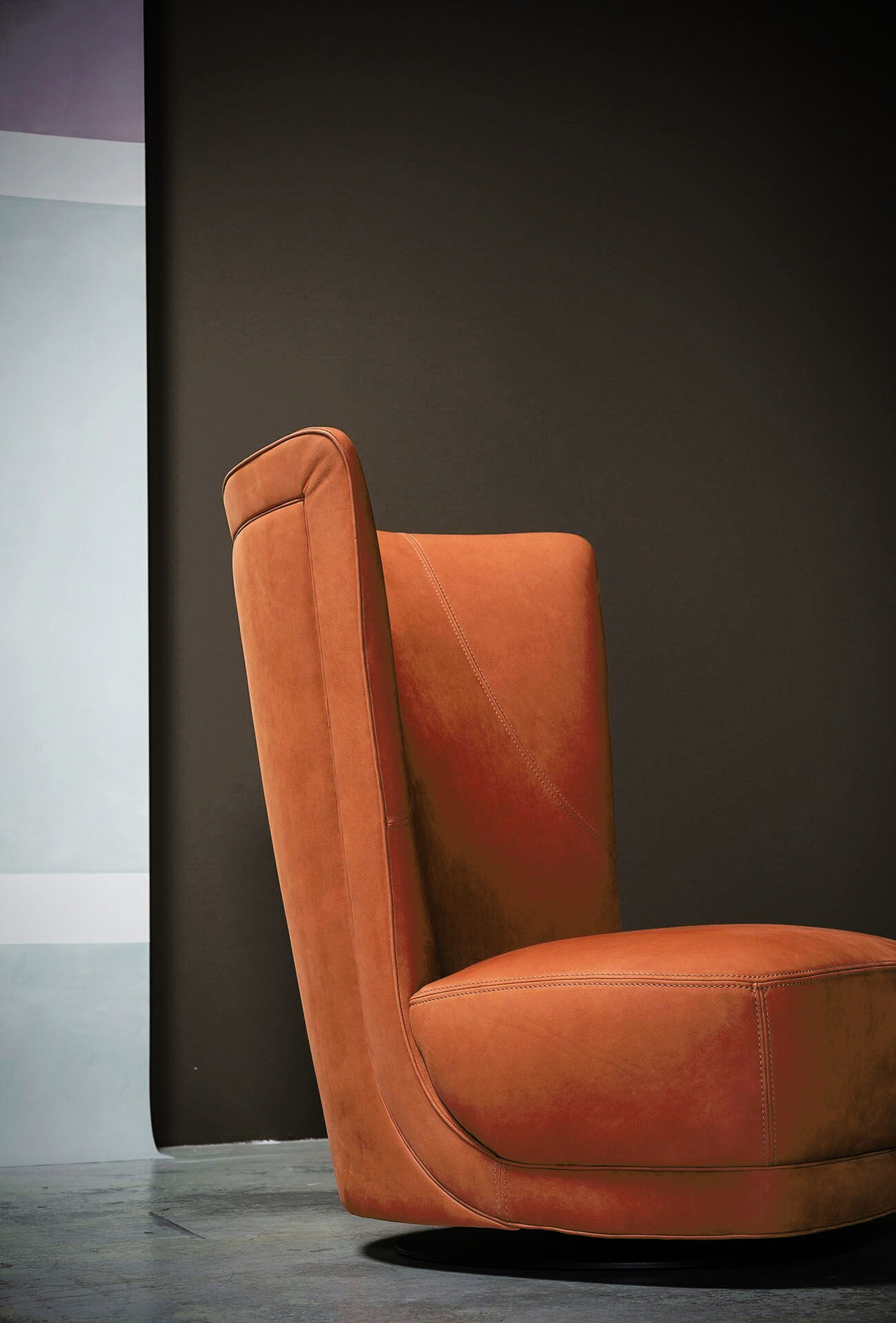 Etienne Bergere Leather Swivel Armchair, view 5