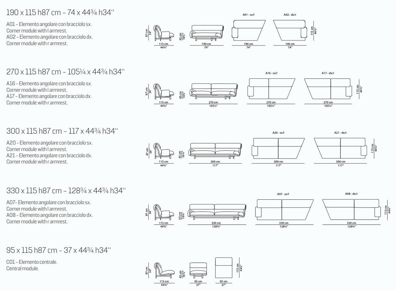 Jo Sectional Sofa by Baxter, view 13