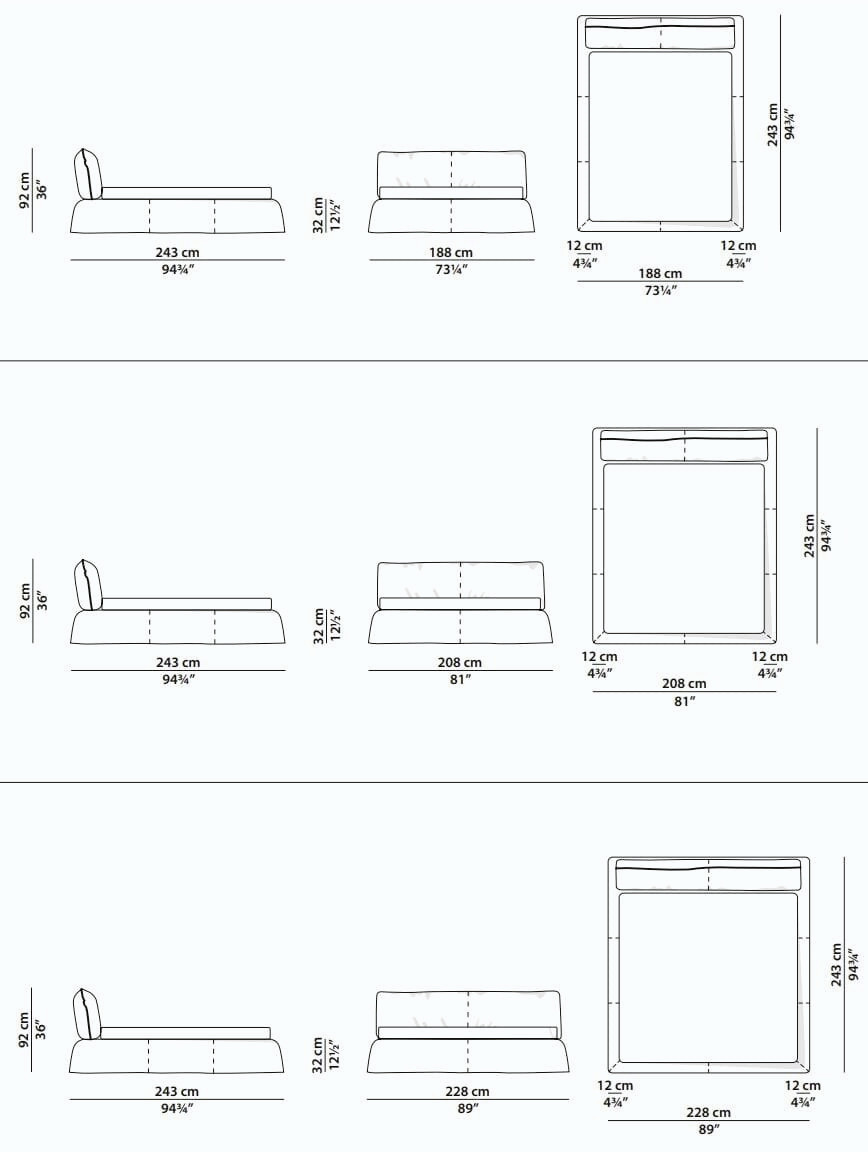 Paris Slim Leather Bed, view 5