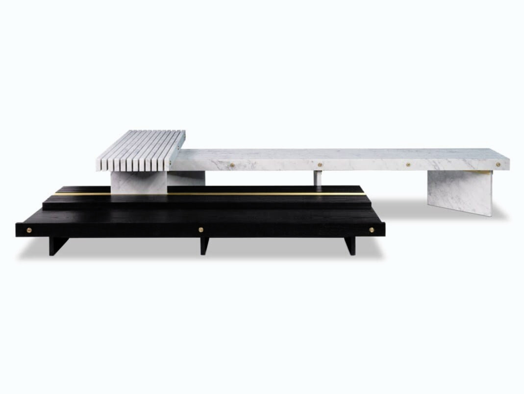 Rail Marble and Ash Side Table