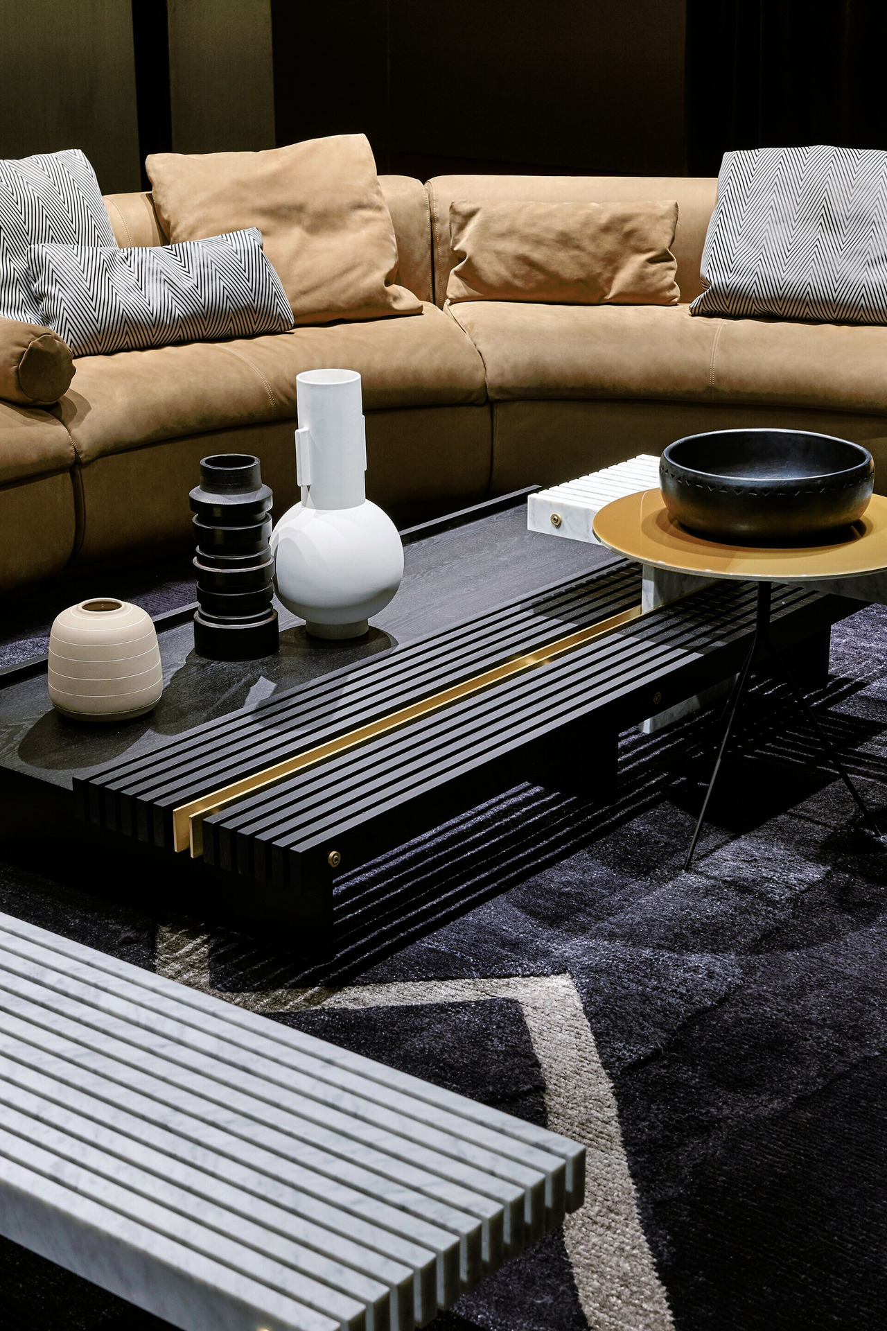 Rail Marble and Ash Side Table, view 4
