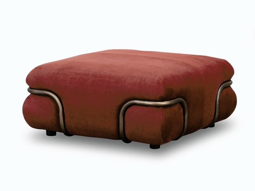 So Soft Square Leather Ottoman by Baxter, view 2