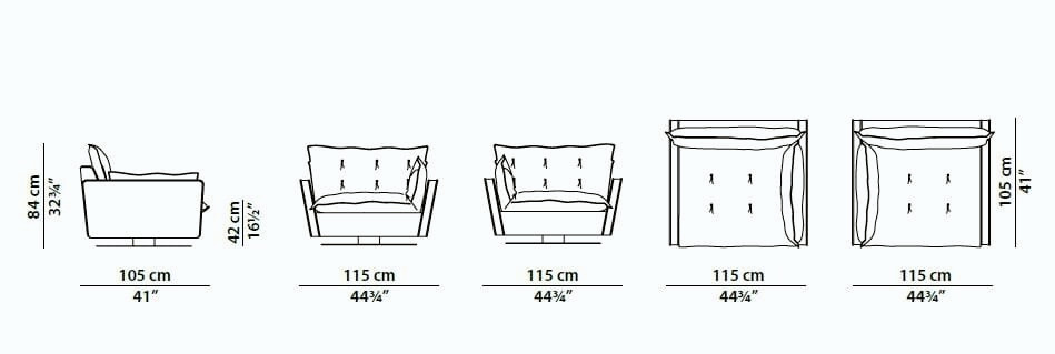 Sorrento Leather Swivel Armchair by Baxter, view 6