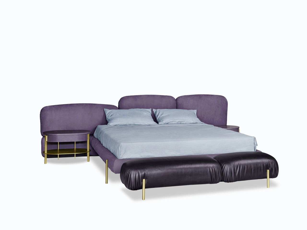 Stone Modular Leather Bed