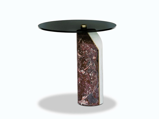 Ziggy Marble and Smoked Glass Side Table