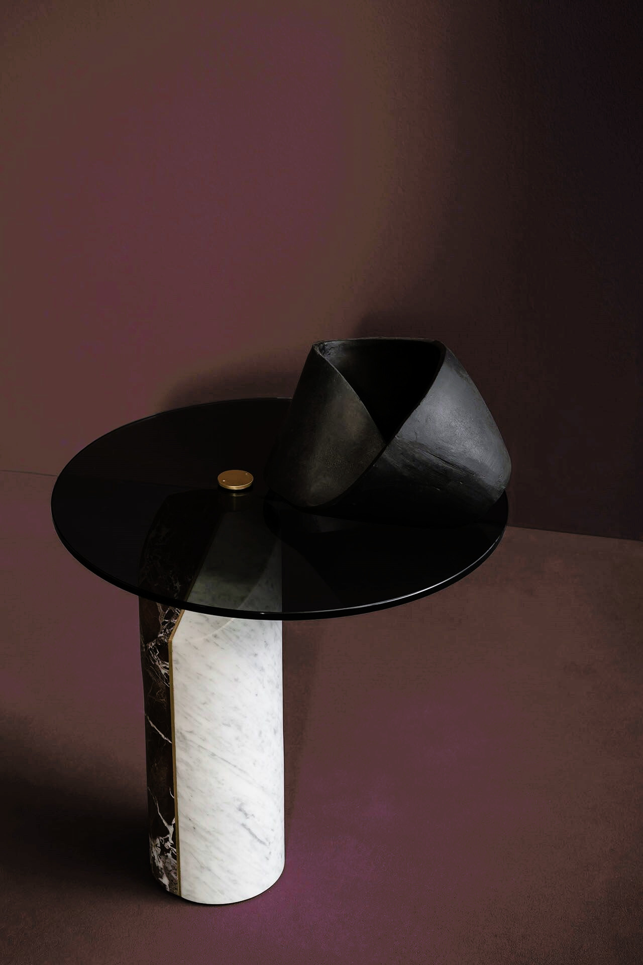 Ziggy Marble and Smoked Glass Side Table, view 12