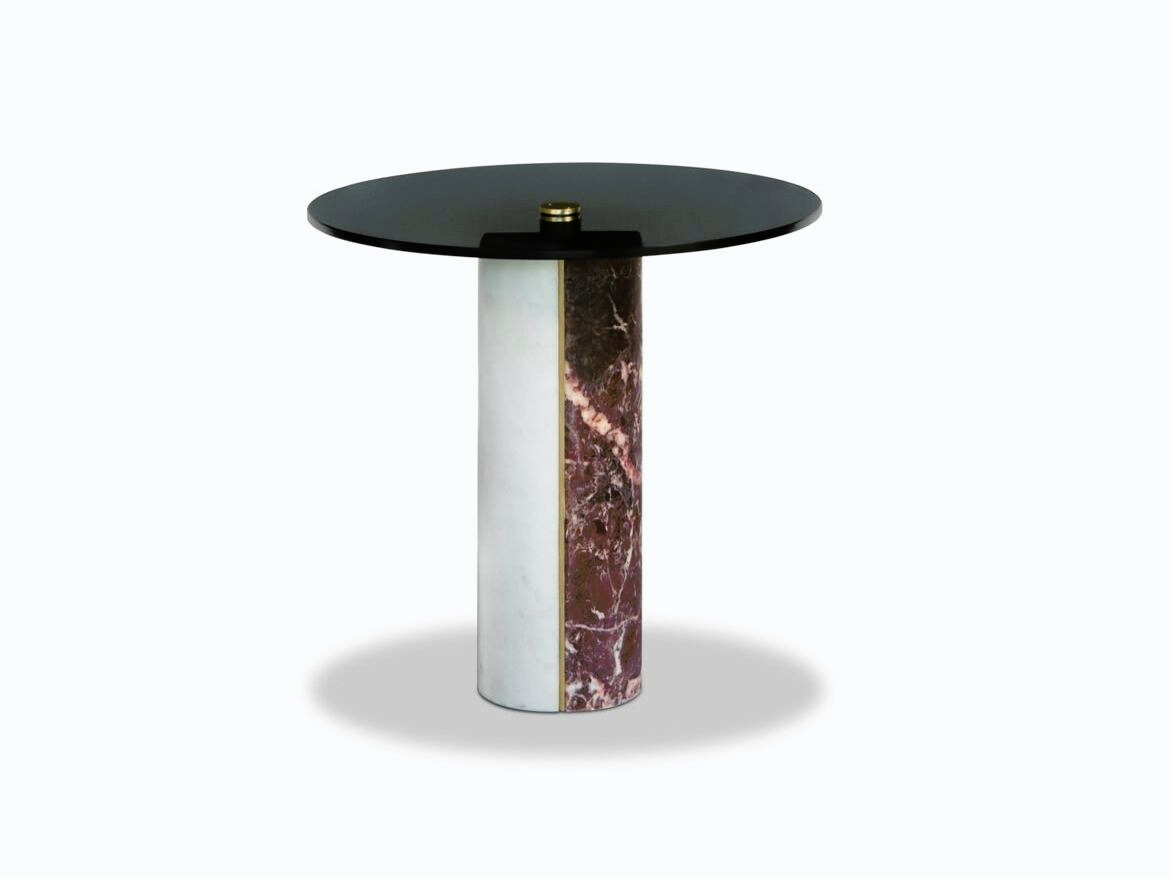 Ziggy Marble and Smoked Glass Side Table, view 4