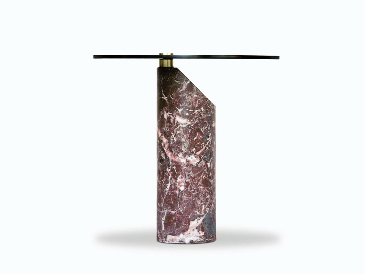 Ziggy Marble and Smoked Glass Side Table, view 5