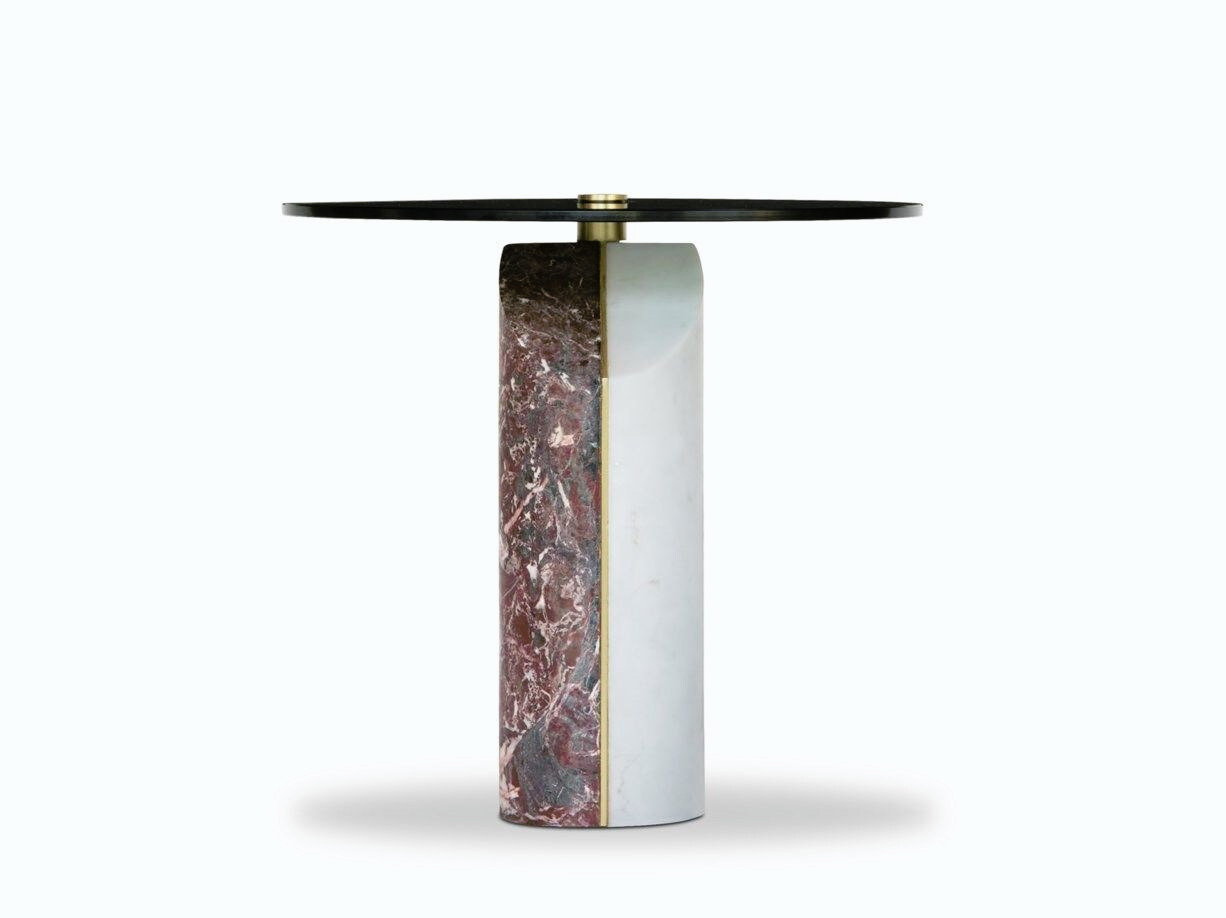 Ziggy Marble and Smoked Glass Side Table, view 6