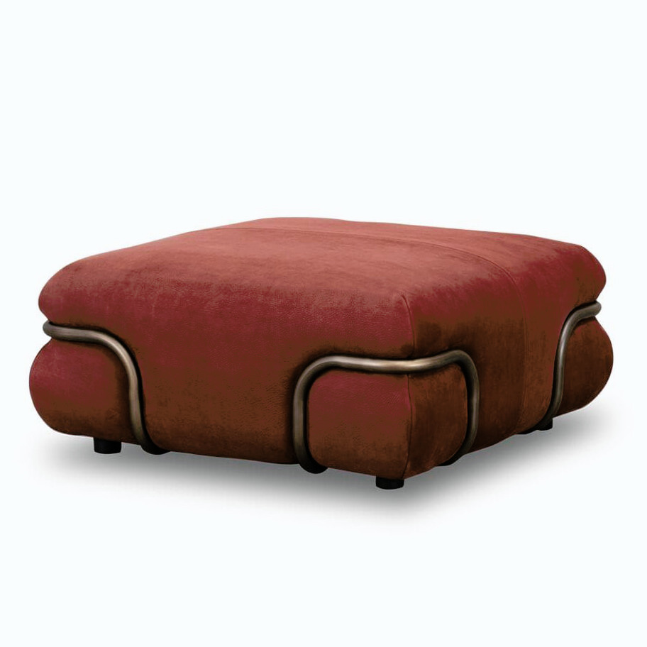 So Soft Square Leather Ottoman by Baxter
