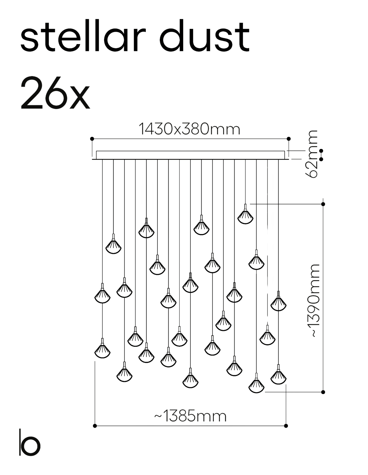 Stellar Dust Chandelier, 26 Pieces, view 4