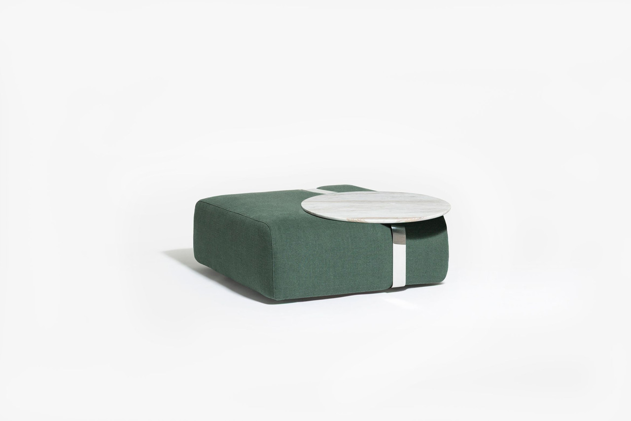 Carpanese Home Meg C Pouf with Coffee Table