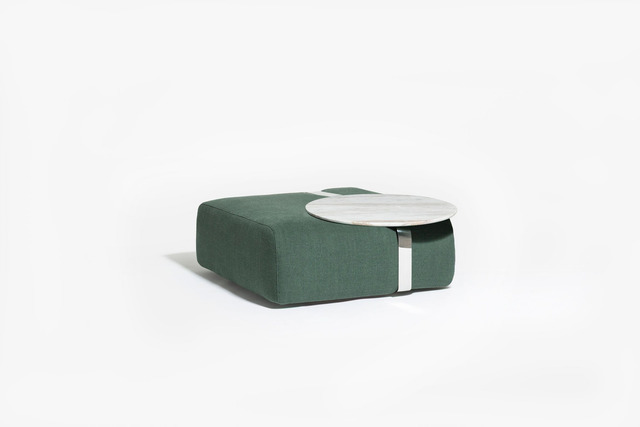 Carpanese Home Meg C Pouf with Coffee Table