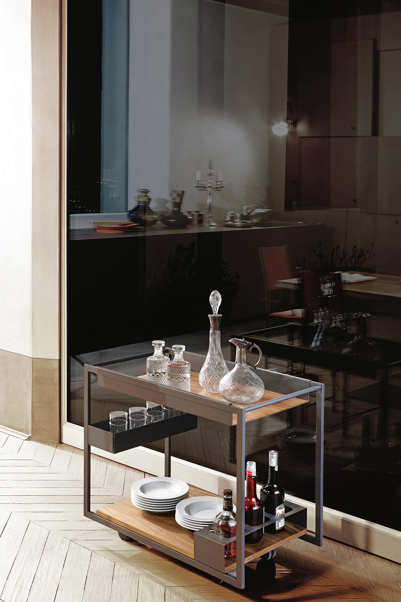 Cattelan Italia Mojito Wood Serving Trolley
