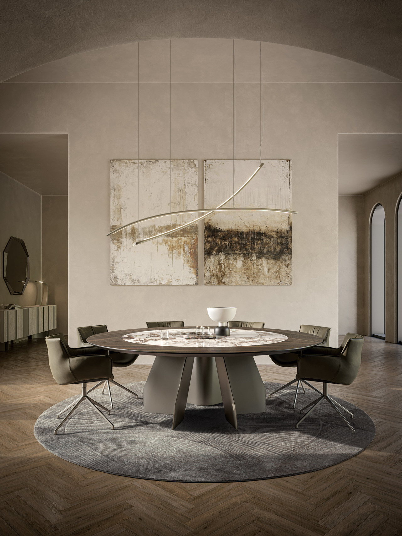 Cattelan Italia Senator Ker-Wood Round Table, view 2