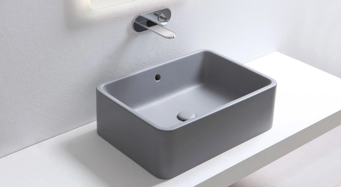 Ceramica Cielo 60 Rectangular Countertop Basin with Overflow