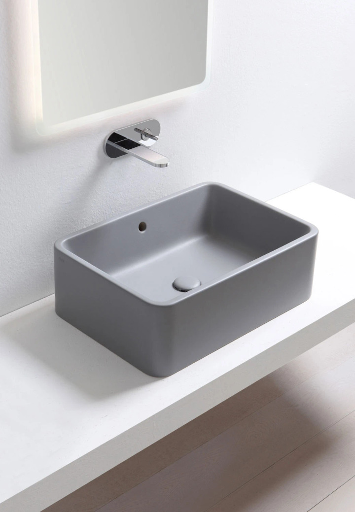 Ceramica Cielo 60 Rectangular Countertop Basin with Overflow, view 2