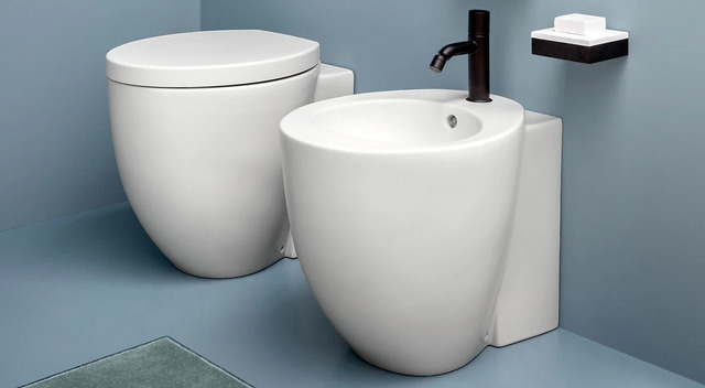 One-Hole Back-to-Wall Bidet, Ceramica Cielo