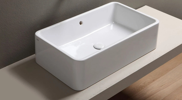 Rectangular Countertop Washbasin 75 with Overflow, Ceramica Cielo
