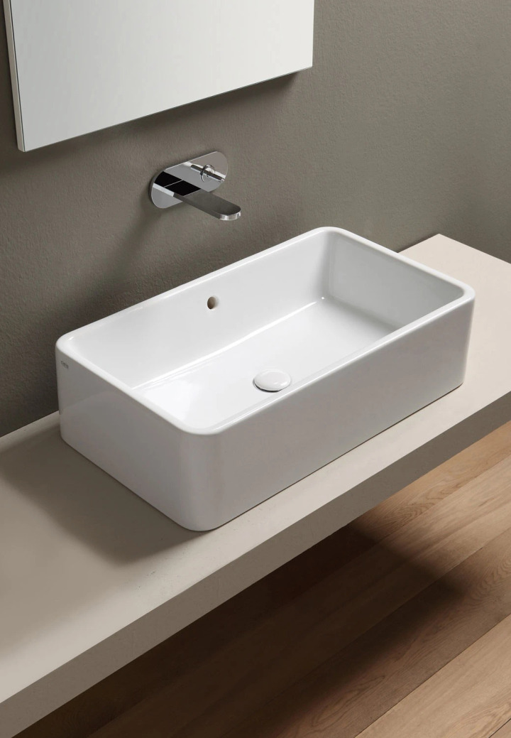 Rectangular Countertop Washbasin 75 with Overflow, Ceramica Cielo, view 2