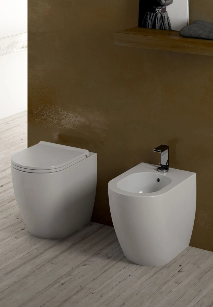 MINI Toilet with Wall Outlet, Ceramica Cielo, view 2
