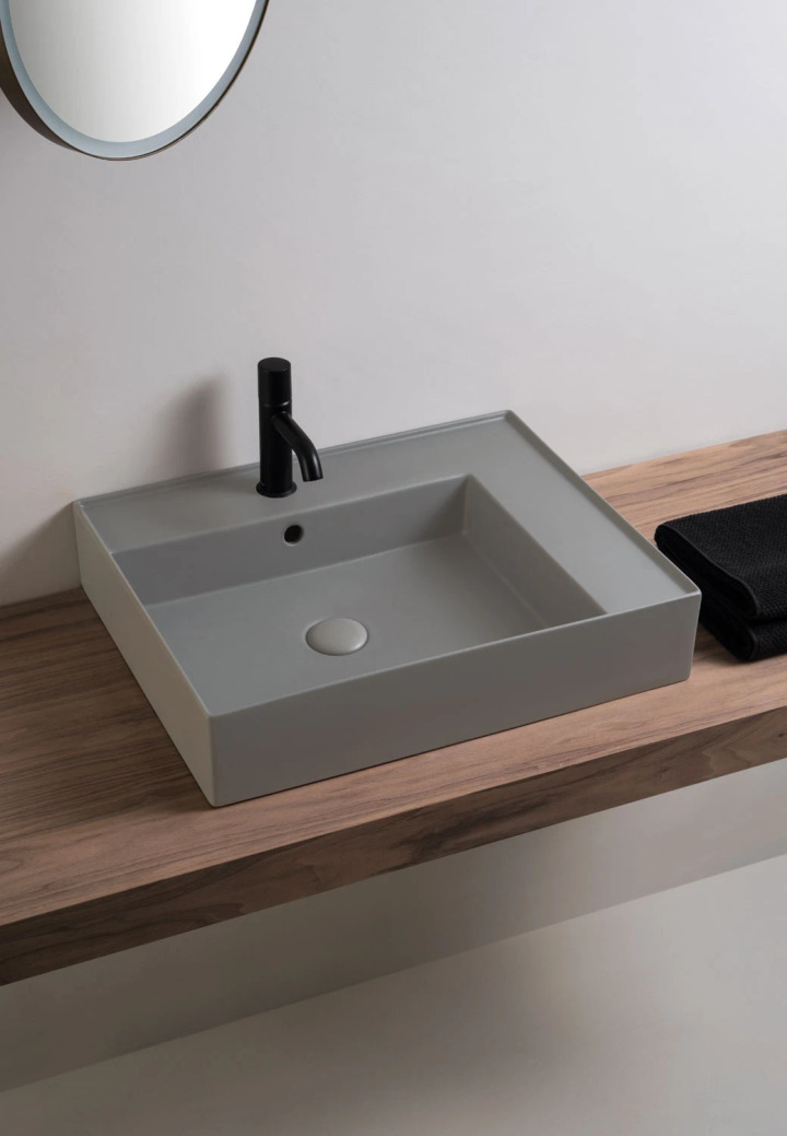 60cm Wall-Hung Rectangular Basin, Ceramica Cielo, view 2
