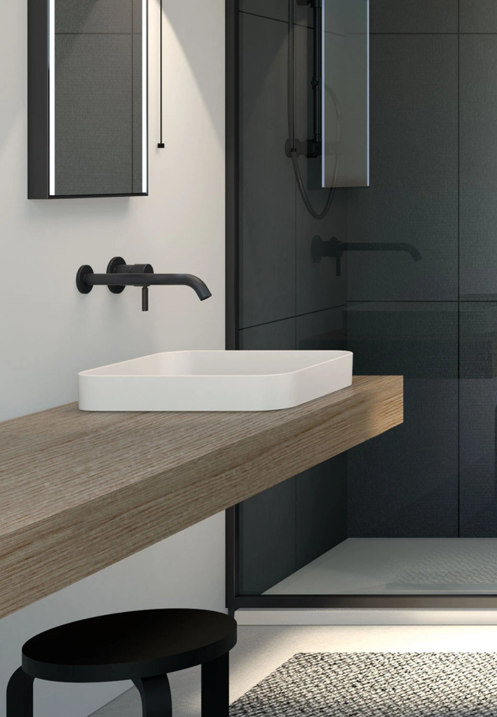 Semi-Recessed Square Sink, Ceramica Cielo, view 2