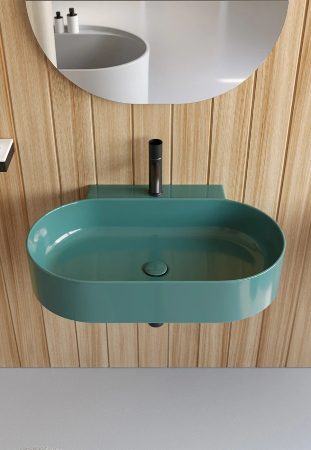 Mare Ovale 70 Washbasin, Single Tap Hole, Ceramica Cielo, view 2