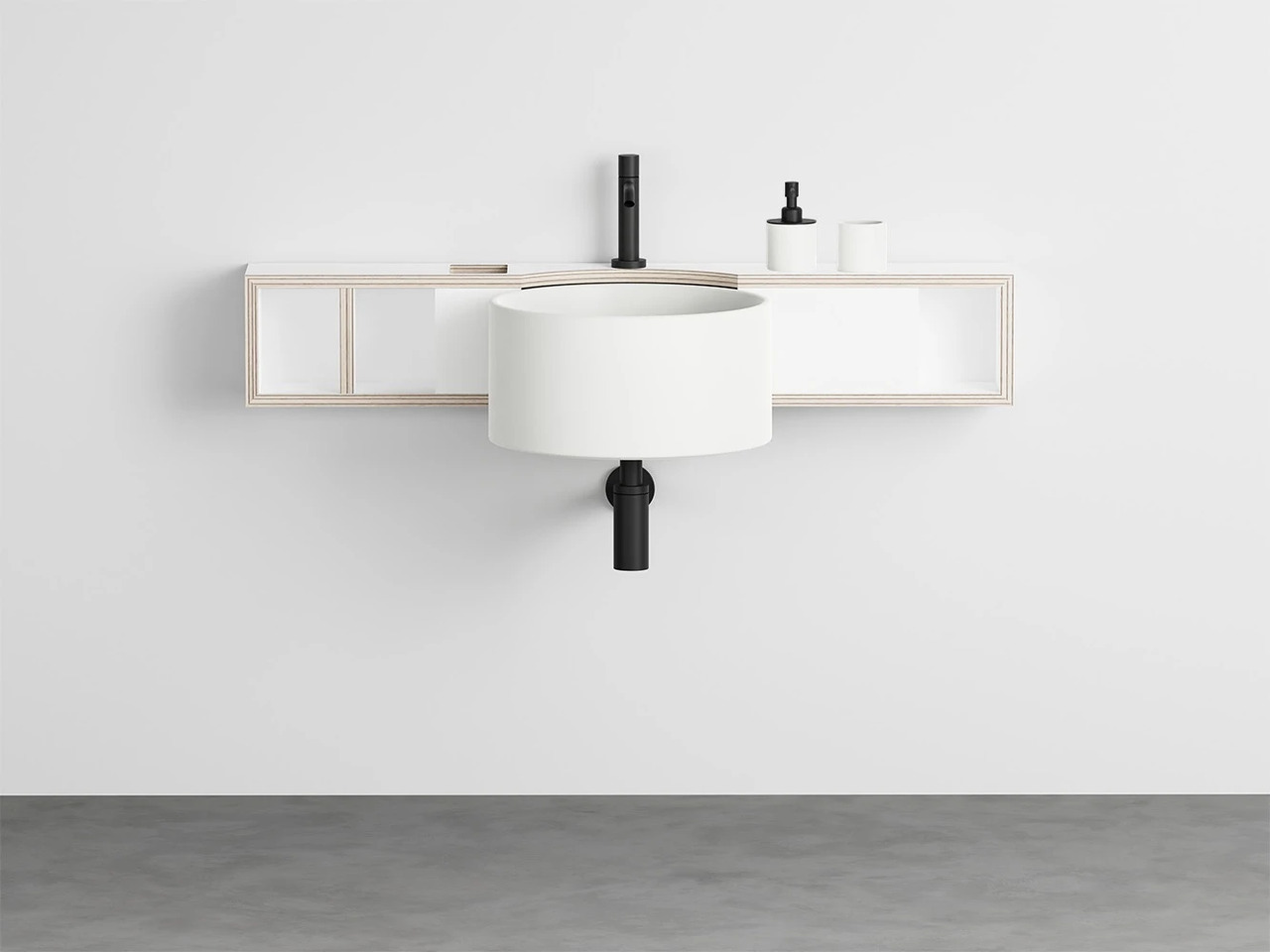 Sella T Wall-Hung Basin with Fenix Vanity Unit, Ceramica Cielo