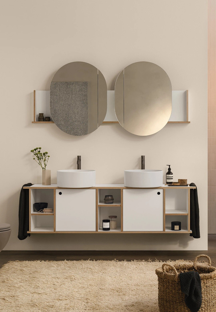 Theo 175 with 2 Doors and 3 Open Compartments, Ceramica Cielo, view 2