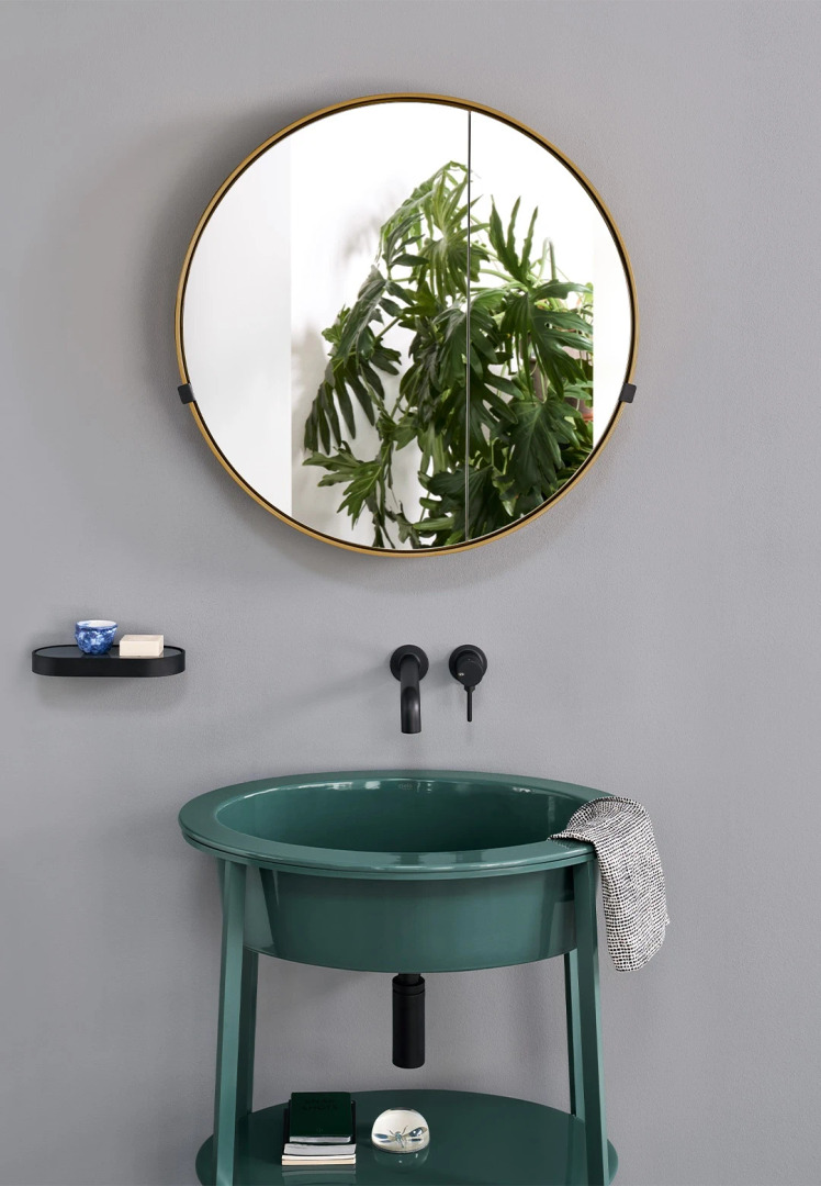 Round Box 75 Mirror Cabinet, Ceramica Cielo, view 2