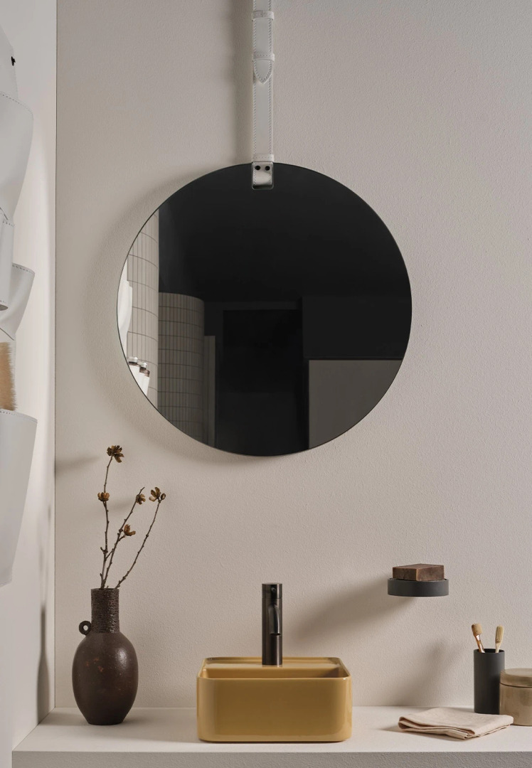 Ø60 Mirror with Leather Strap | Ceramica Cielo, view 2