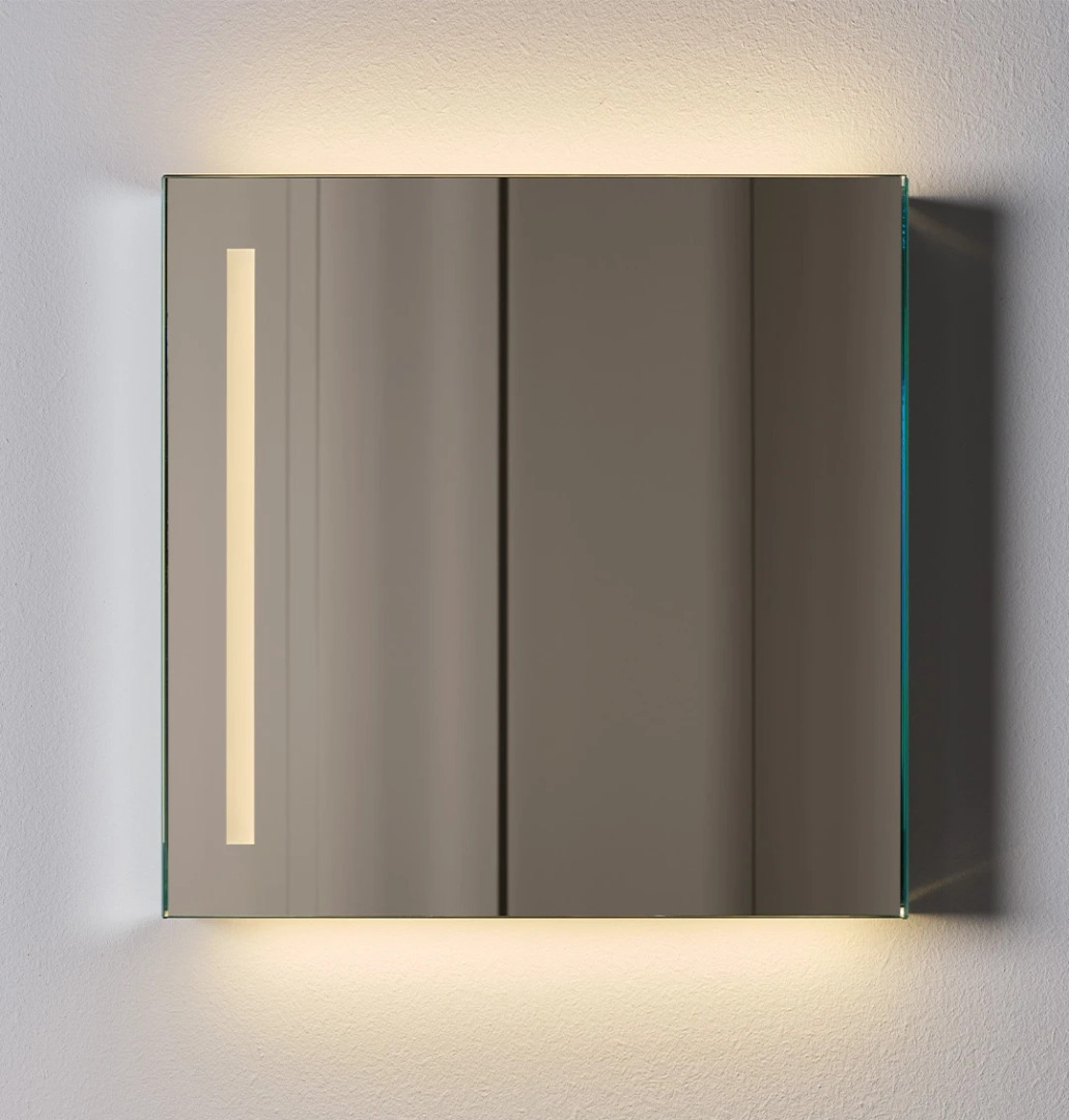 Luc Square Mirror with Ceramica Cielo Lighting, view 2