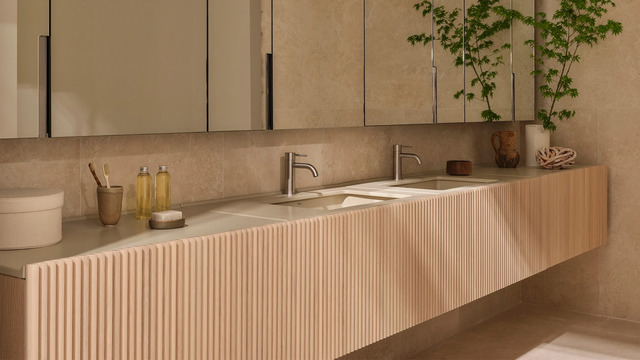 Filo 90 Vanity Unit with Solid Wood Slatted Drawer Front | Ceramica Cielo