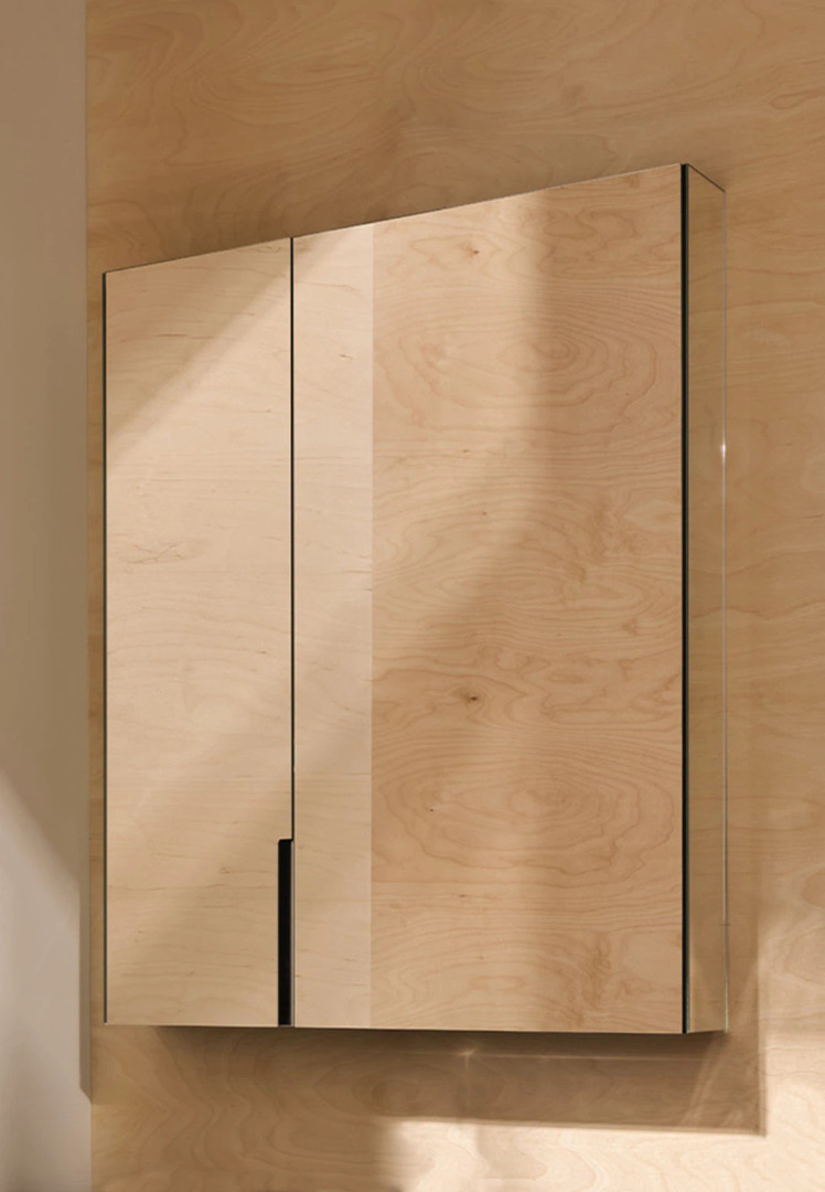 Filo Mirrored Cabinet with LED Lighting, Mirrored Sides, Right-Hand Version, Ceramica Cielo, view 2