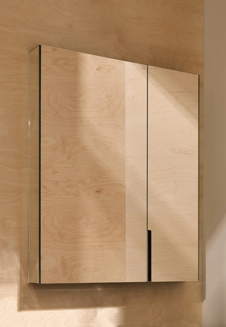 Filo Mirror Cabinet with LED Lighting, Mirrored Sides, Left, Ceramica Cielo, view 2