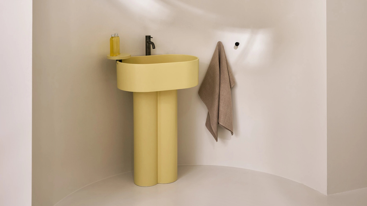 Otis Oval Wall-Hung Basin with Single Tap Hole and Double Pedestal, Ceramica Cielo