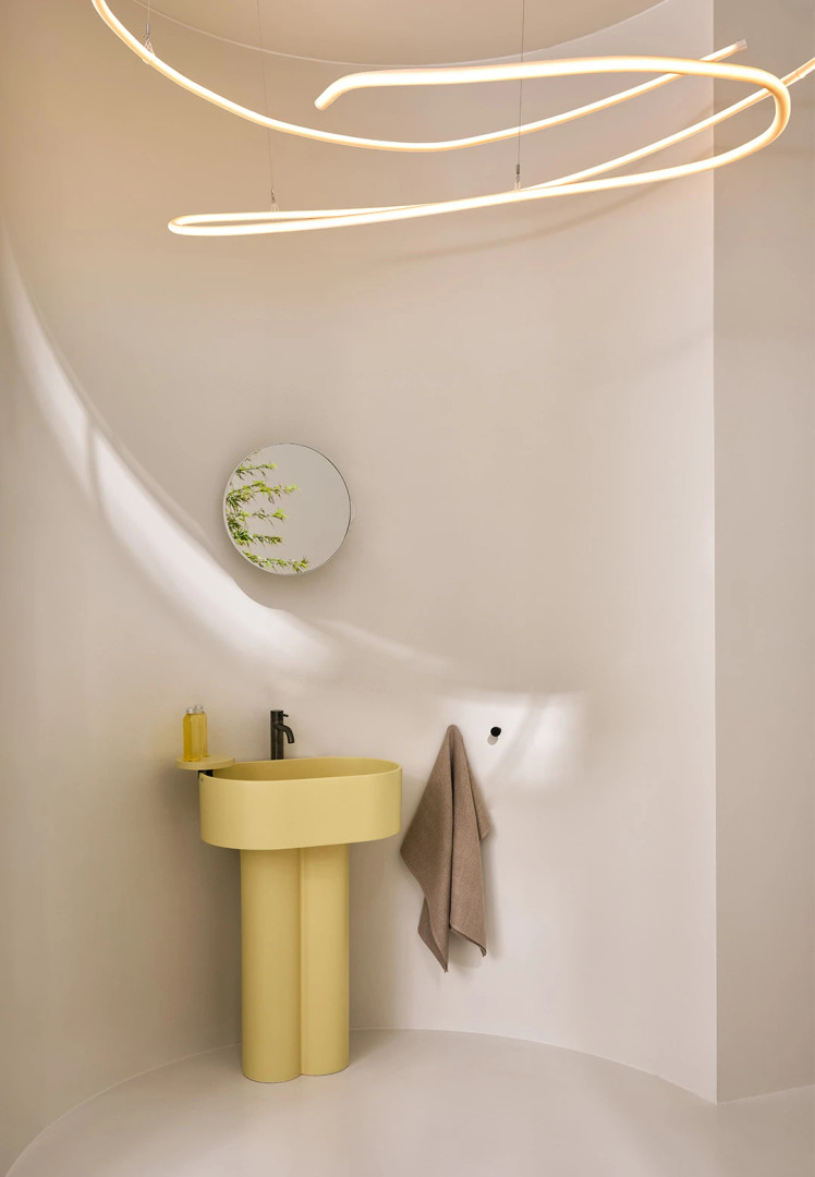 Otis Oval Wall-Hung Basin with Single Tap Hole and Double Pedestal, Ceramica Cielo, view 4