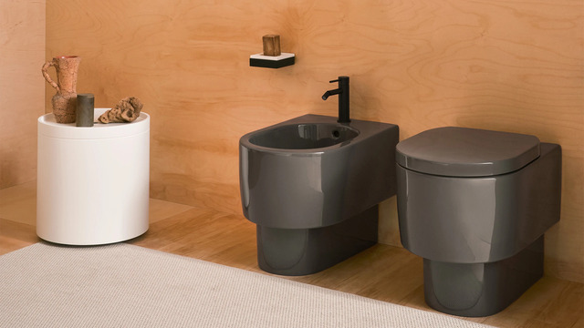 Otis Rimless Back-to-Wall Toilet, Ceramica Cielo