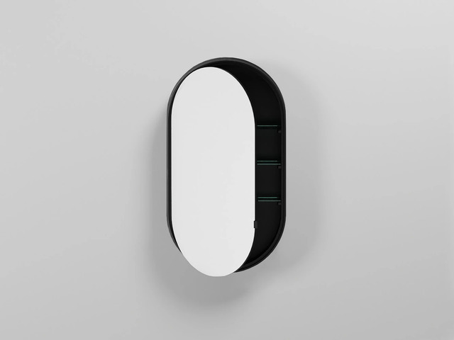 Left Oval Mirror Cabinet, Ceramica Cielo