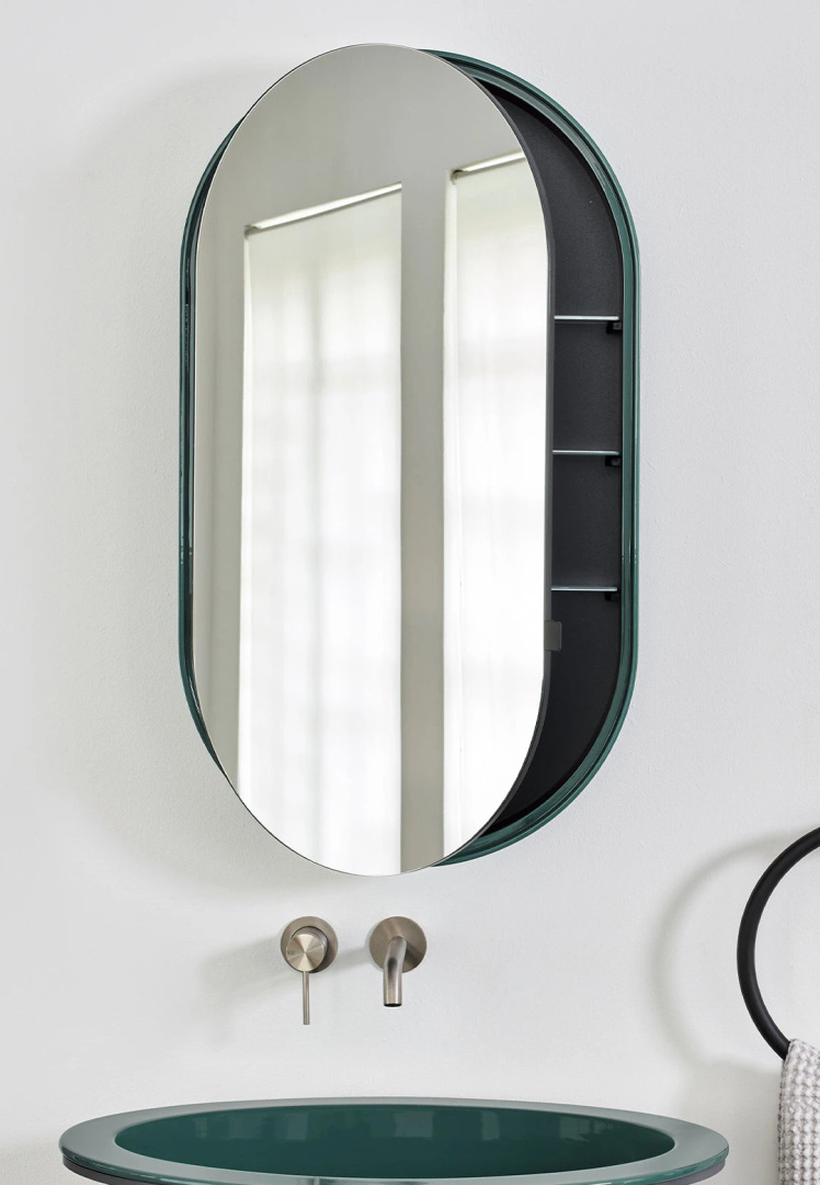 Left Oval Mirror Cabinet, Ceramica Cielo, view 3