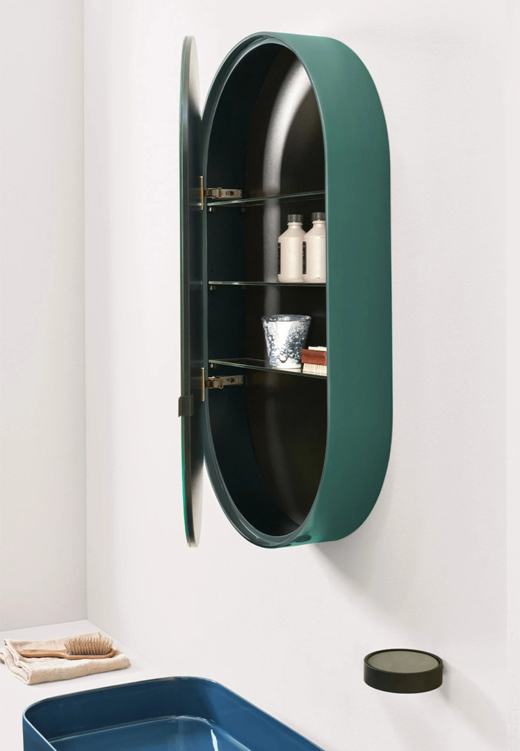 Left Oval Mirror Cabinet, Ceramica Cielo, view 2