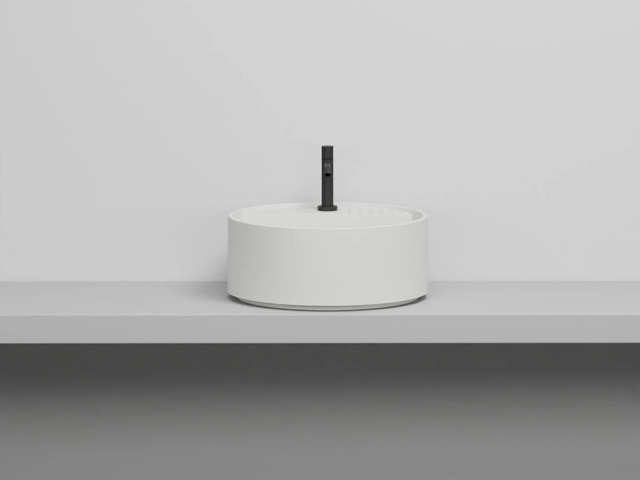 Tiberino Round Basin with One Tap Hole, Ceramica Cielo